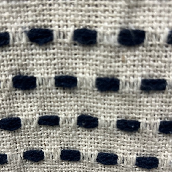 Boho throw! Navy and off white elegant fringed decorative accent. - Picture 4 of 7